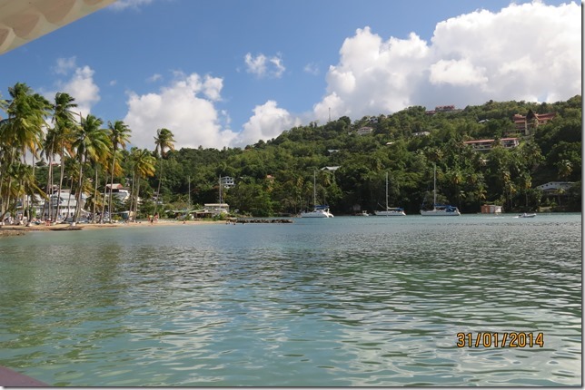 Marigot Bay, entrance channel, looking South